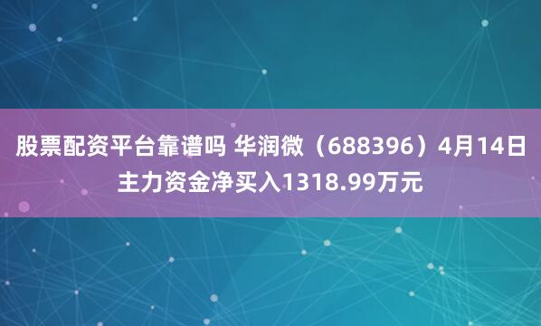 股票配资平台靠谱吗 华润微（688396）4月14日主力资金净买入1318.99万元
