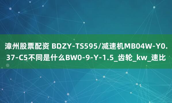 漳州股票配资 BDZY-TS595/减速机MB04W-Y0.37-C5不同是什么BW0-9-Y-1.5_齿轮_kw_速比