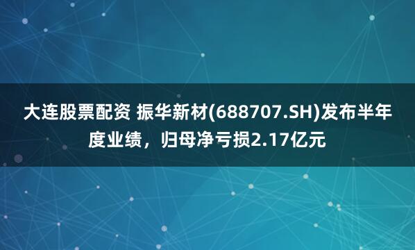 大连股票配资 振华新材(688707.SH)发布半年度业绩，归母净亏损2.17亿元