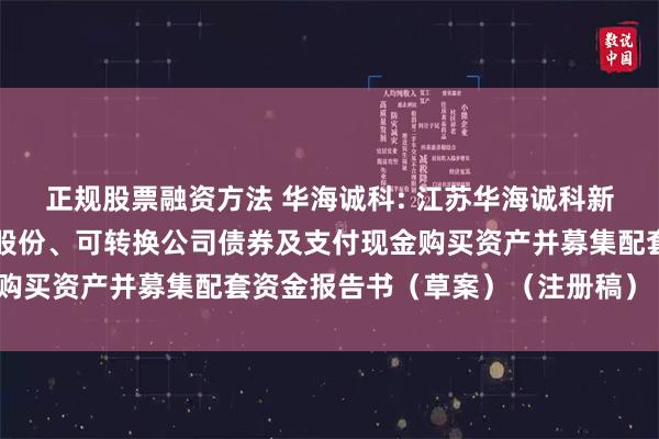 正规股票融资方法 华海诚科: 江苏华海诚科新材料股份有限公司发行股份、可转换公司债券及支付现金购买资产并募集配套资金报告书(草案)(注册稿)(摘要)